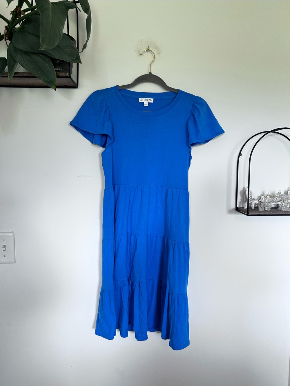 J.Crew 100% Cotton Blue Knit Broken In‎ Jersey Mini Dress Size XS